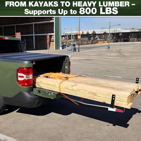 Truck Bed Extender Hitch Mount, 2-in-1 Adjustable Kayak Hitch Rack with Reflective Tapes & Hitch Stabilizer, Carbon Steel Heavy Duty for Pickup Truck, Van & SUV, Kayak Canoe Ladder Lumber Pipes in Kuwait