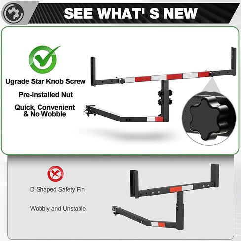 Truck Bed Extender Hitch Mount, 2-in-1 Adjustable Kayak Hitch Rack with Reflective Tapes & Hitch Stabilizer, Carbon Steel Heavy Duty for Pickup Truck, Van & SUV, Kayak Canoe Ladder Lumber Pipes in Kuwait