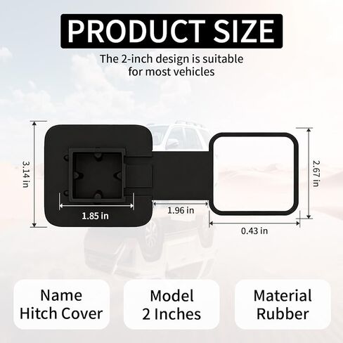 2 Inch Trailer Hitch Covers, Upgraded Rubber Tow Hitch Cover with American Flag Design, Black Silver Receiver Tube Hitch Plug, Automotive Exterior Accessories in Kuwait