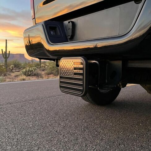 2 Inch Trailer Hitch Covers, Upgraded Rubber Tow Hitch Cover with American Flag Design, Black Silver Receiver Tube Hitch Plug, Automotive Exterior Accessories in Kuwait