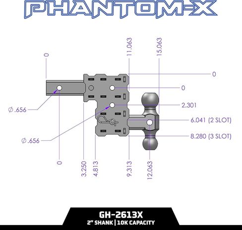 GEN-Y Hitch Ball Mount for 2" Receiver - 2.5" Drop with 2 Adjustable Positions, 1 7/8", 2" & 2 5/16" Tri Ball Mount, 10,000 lbs Towing Capacity, 1,000 lbs Tongue Weight, Black in Kuwait