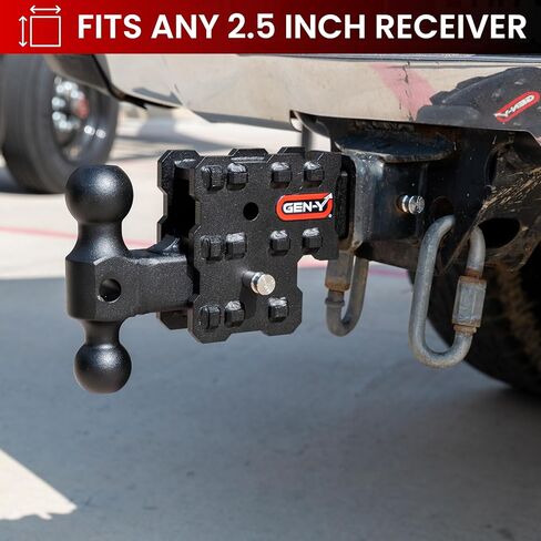 GEN-Y Hitch Ball Mount for 2.5" Receiver - 2.5" Drop with 2 Adjustable Positions, 2" & 2 5/16" Dual Ball Mount, 16,000 lbs Towing Capacity, 1,600 lbs Tongue Weight, Black in Kuwait