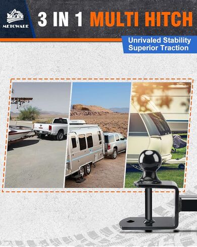 METOWARE ATV/UTV Trailer Hitch 3-in-1 Towing Ball Mount, Fits 1-1/4 Inch Receiver with 2-Inch Ball Hitch Rated 3500 LBS, Towing Hitch with 1/2" Clevis Pin in Kuwait