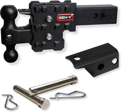 GEN-Y Hitch Ball Mount for 2.5" Receiver - 2.5" Drop with 2 Adjustable Positions, 2" & 2 5/16" Dual Ball Mount, Pintle Lock, 16,000 lbs Towing Capacity, 1,600 lbs Tongue Weight, Black in Kuwait