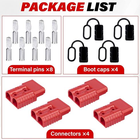 BFXM Anderson Connector 4 Pcs, 50 Amp 12-36v Battery Quick Connect/Disconnect Plug Kit, Connectors for 6 to 12 Gauge Cables, for Car Bike ATV Winches Lifts Motors More,SB50 Red in Saudi Arabia