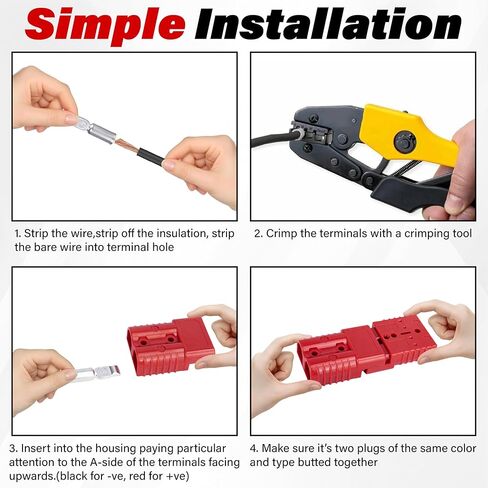 BFXM Anderson Connector 4 Pcs, 50 Amp 12-36v Battery Quick Connect/Disconnect Plug Kit, Connectors for 6 to 12 Gauge Cables, for Car Bike ATV Winches Lifts Motors More,SB50 Red in Saudi Arabia