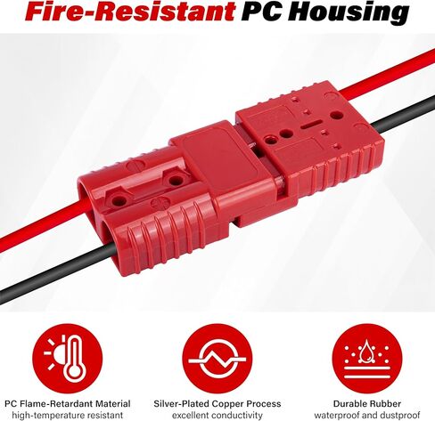 BFXM Anderson Connector 4 Pcs, 50 Amp 12-36v Battery Quick Connect/Disconnect Plug Kit, Connectors for 6 to 12 Gauge Cables, for Car Bike ATV Winches Lifts Motors More,SB50 Red in Saudi Arabia
