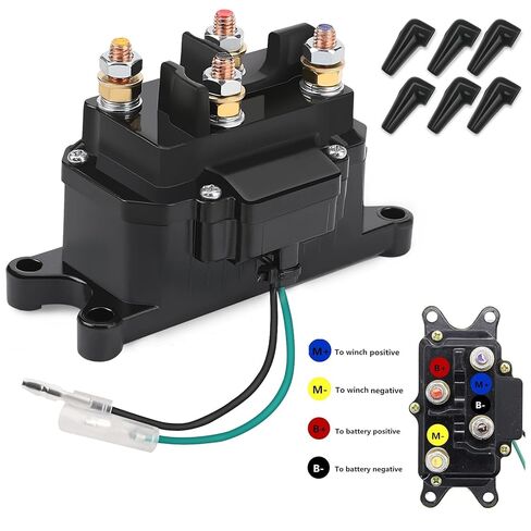 KanSmart ونش الملف اللولبي التتابع المقاولين 12V 250A ونش التتابع الإبهام شاحنة لمركبات ATV UTV قارب 4x4 مركبات 3000-5000 رطل ونش مع 6 قبعات حماية - استبدال 63070 62135 74900 2875714 70715 in Kuwait