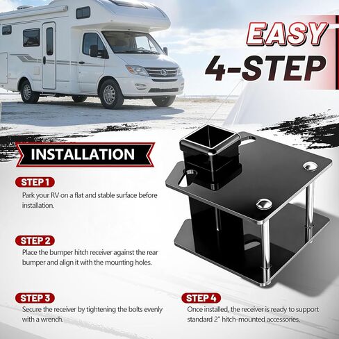 جهاز استقبال وصلة المصد XPE RV مقاس 2 بوصة محول عالي التحمل يناسب مصدات خلفية مربعة مقاس 4 × 4 بوصات بسعة 3500 رطل لرفوف الدراجات وحاملات البضائع in Kuwait