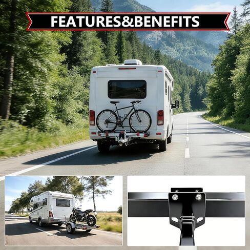 جهاز استقبال وصلة المصد XPE RV مقاس 2 بوصة محول عالي التحمل يناسب مصدات خلفية مربعة مقاس 4 × 4 بوصات بسعة 3500 رطل لرفوف الدراجات وحاملات البضائع in Kuwait