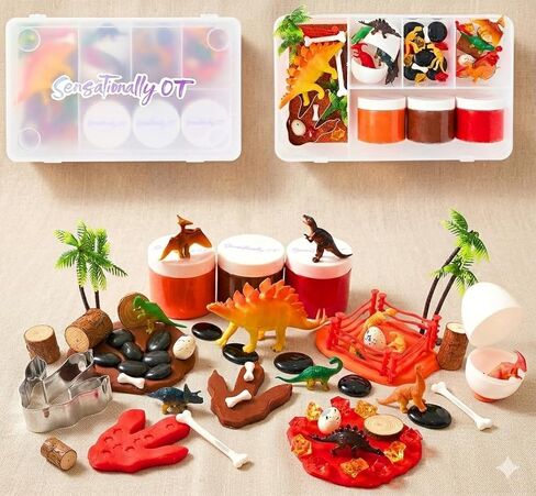 Sensationally OT Mermaid Sensory Dough Kit (3 Jars) Non-Toxic Dough with Cutters, Stampers, Coins, Pearls, Seahorses, Starfish, Treasure Box - Perfect Creative Play and Gift for Kids & Toddlers in Saudi Arabia