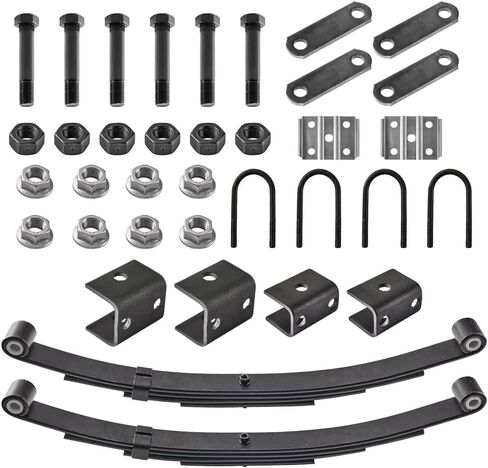 RV MURTS 2pcs 4 Leaf Trailer Spring Kit, 3500lb Single Axle Tandem Suspension, 1750lb Capacity Double Eyes Leaf Springs, U-Bolt, Hanger and Shackle Kit for Cargo, Boat Trailer Parts Replacement. in Kuwait