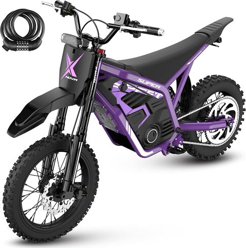 دراجة ترابية كهربائية ESKUTE NOVA X، محرك 35-46 ميل في الساعة 4000 واط مع بطارية معتمدة 48 فولت 22.8 أمبير، فرامل هيدروليكية كاملة التعليق، الطرق الوعرة الجبلية للمراهقين والبالغين باللون الأسود in Kuwait