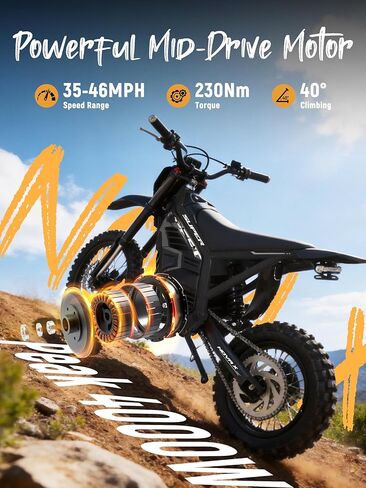 دراجة ترابية كهربائية ESKUTE NOVA X، محرك 35-46 ميل في الساعة 4000 واط مع بطارية معتمدة 48 فولت 22.8 أمبير، فرامل هيدروليكية كاملة التعليق، الطرق الوعرة الجبلية للمراهقين والبالغين باللون الأسود in Kuwait