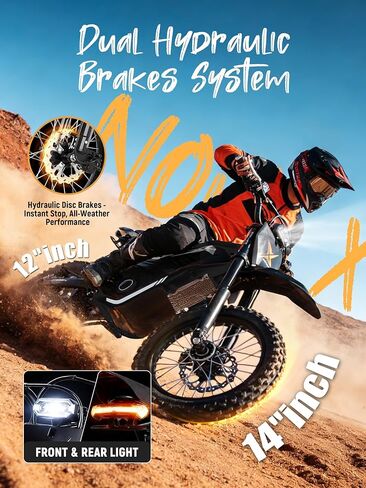 دراجة ترابية كهربائية ESKUTE NOVA X، محرك 35-46 ميل في الساعة 4000 واط مع بطارية معتمدة 48 فولت 22.8 أمبير، فرامل هيدروليكية كاملة التعليق، الطرق الوعرة الجبلية للمراهقين والبالغين باللون الأسود in Kuwait