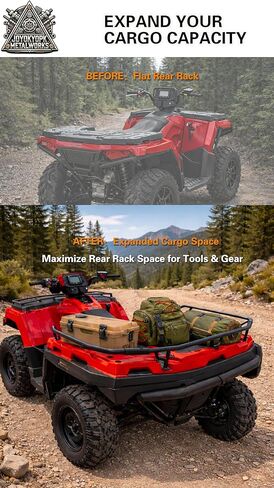 Rear Cargo Rack Extender for Polaris Sportsman 450 570 2021–2025, Heavy Duty Steel ATV Rear Rack Extension with Tie-Down Points, Easy Bolt-On Cargo Carrier Accessories in Kuwait