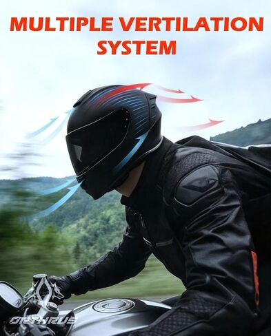 Orthrus Full Face Motorcycle Helmet for Adults Men & Women DOT Approved Motorbike Street Bike Racing Helmets with Tinted & Clear Visors (Matte Black, Large) in Kuwait