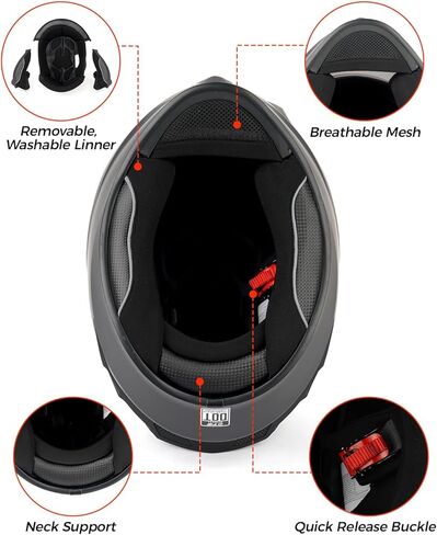 Orthrus Full Face Motorcycle Helmet for Adults Men & Women DOT Approved Motorbike Street Bike Racing Helmets with Tinted & Clear Visors (Matte Black, Large) in Kuwait