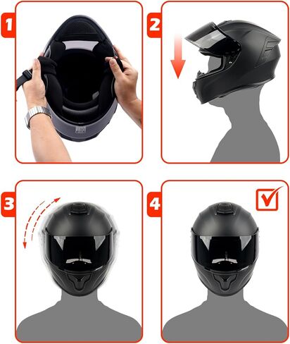 Orthrus Full Face Motorcycle Helmet for Adults Men & Women DOT Approved Motorbike Street Bike Racing Helmets with Tinted & Clear Visors (Matte Black, Large) in Kuwait