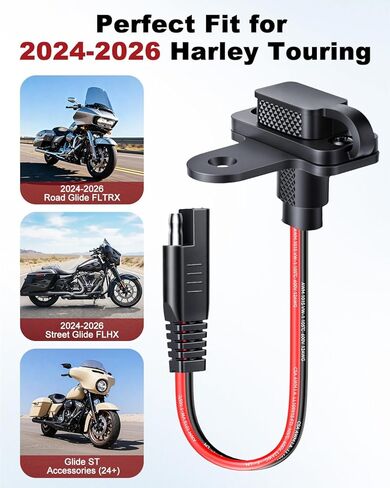 دعامة شاحن بطارية دراجة نارية من EXTRACTME، حامل منفذ شحن يناسب Harley Road Glide FLTRX & Street Glide FLHX 2024-2025 & Road Glide ST، SAE حامل منفذ شحن مع حامل كابل in Kuwait