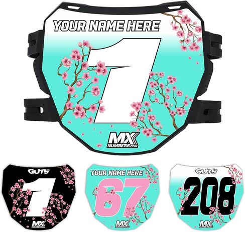 MxNumbers - ملصق لوحة ODI Downhill مخصص، رقم وألوان اسم شخصي، رسومات سباق للدراجات الجبلية والكهربائية، سلسلة تصميم الطاقة غير المعلبة (زهر الكرز ساكورا) in Kuwait