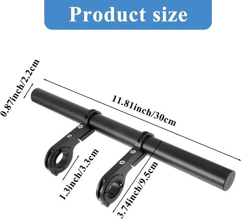 Bike Handlebar Extender Extensions 11.8" Super Long Aluminum Alloy Handle Bar Extenders with Double Clamp Mounting Base Fit 0.79'' — 1.24'' Handlebars for Ebike Bicycle Motorcycle Scooter ATV(11.8") in Kuwait
