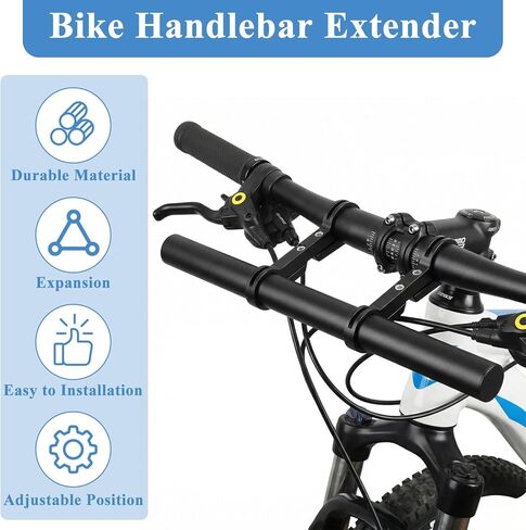 Bike Handlebar Extender Extensions 11.8" Super Long Aluminum Alloy Handle Bar Extenders with Double Clamp Mounting Base Fit 0.79'' — 1.24'' Handlebars for Ebike Bicycle Motorcycle Scooter ATV(11.8") in Kuwait