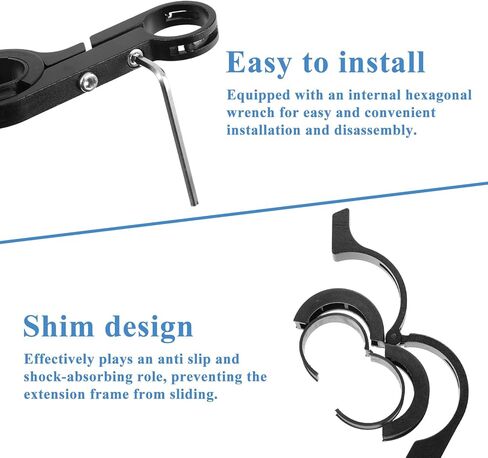 Bike Handlebar Extender Extensions 11.8" Super Long Aluminum Alloy Handle Bar Extenders with Double Clamp Mounting Base Fit 0.79'' — 1.24'' Handlebars for Ebike Bicycle Motorcycle Scooter ATV(11.8") in Kuwait