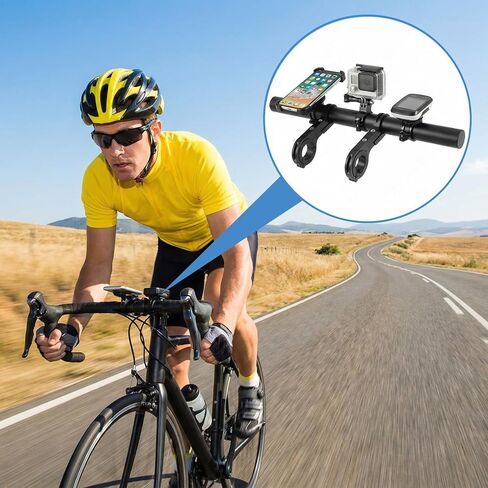 Bike Handlebar Extender Extensions 11.8" Super Long Aluminum Alloy Handle Bar Extenders with Double Clamp Mounting Base Fit 0.79'' — 1.24'' Handlebars for Ebike Bicycle Motorcycle Scooter ATV(11.8") in Kuwait