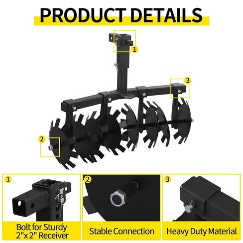 ATV Disc Harrow Universal 32" Cut Width Disc Plow Harrow ATV Tiller with 2" Receiver Mount for ATV UTV (Disc Harrow) in Kuwait