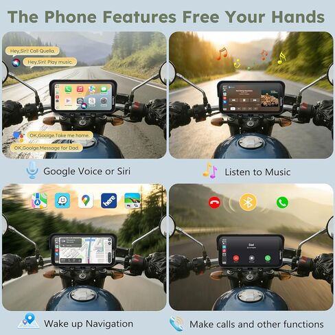 Carpuride W603DT للدراجات النارية CarPlay & Android Auto & TPMS - HD1080p Dash Cam، شاشة لمس قابلة للدوران مقاومة للماء مقاس 6.3 بوصة للملاحة، بلوتوث، تسجيل حلقة، وحدة تحكم سلكية in Kuwait