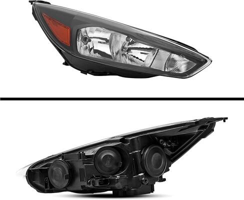 مجموعة المصابيح الأمامية متوافقة مع زوج المصابيح الأمامية الهالوجين 2015-2018 Ford Focus ST/SE/S، غطاء كروم زاوية شفافة in Saudi Arabia