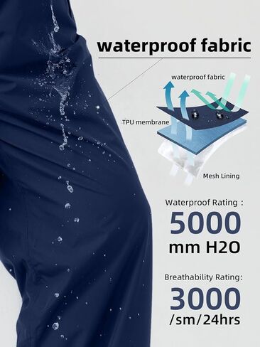 Men's Packable Rain Pants Waterproof Windproof Outdoor Rain Overpants for Hiking Fishing Daily Work in Kuwait