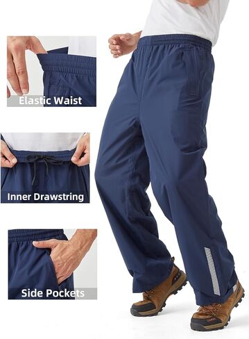 Men's Packable Rain Pants Waterproof Windproof Outdoor Rain Overpants for Hiking Fishing Daily Work in Kuwait