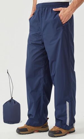 Men's Packable Rain Pants Waterproof Windproof Outdoor Rain Overpants for Hiking Fishing Daily Work in Kuwait