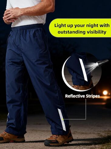 Men's Packable Rain Pants Waterproof Windproof Outdoor Rain Overpants for Hiking Fishing Daily Work in Kuwait
