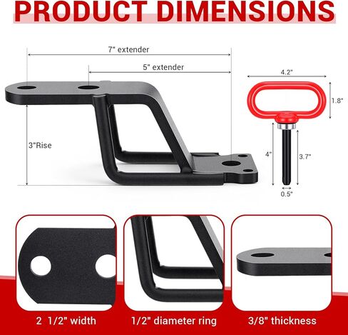 Timtin 3-Way ATV/UTV Trailer Hitch Adapter with 2'' Ball Head, Magnetic Hitch Pin, 3500 lbs for Trailer Hitches Adapter, 3" Drop/Rise, 3 in1 Mounting Options Compatible with Garden Tractor Lawn Mower in Kuwait