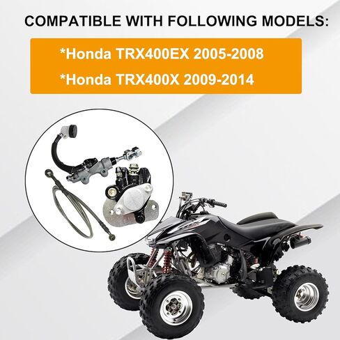 Rear Brake Caliper & Master Cylinder & Brake Hose Line Set Direct Replacement Compatible with Honda TRX400EX 2005-2008 TRX400X 2009-2014 OEM # 43250-HN1-A41 43510-HN1-016 43510-HN1-006 in Kuwait