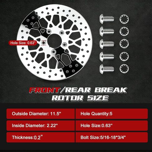 2 * دوارات فرامل أمامية مقاس 11.5 بوصة متوافقة مع Harley Rotor Electra Glide، Road King، Road Glide، Street Glide، مجموعة دوارات الفرامل الأمامية بلمسة نهائية مصقولة من الفولاذ المقاوم للصدأ in Kuwait