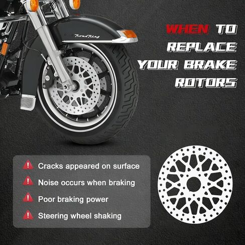 2 * دوارات فرامل أمامية مقاس 11.5 بوصة متوافقة مع Harley Rotor Electra Glide، Road King، Road Glide، Street Glide، مجموعة دوارات الفرامل الأمامية بلمسة نهائية مصقولة من الفولاذ المقاوم للصدأ in Kuwait