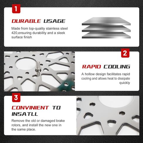 2 * دوارات فرامل أمامية مقاس 11.5 بوصة متوافقة مع Harley Rotor Electra Glide، Road King، Road Glide، Street Glide، مجموعة دوارات الفرامل الأمامية بلمسة نهائية مصقولة من الفولاذ المقاوم للصدأ in Kuwait
