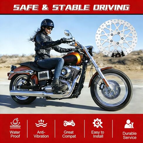 2 * دوارات فرامل أمامية مقاس 11.5 بوصة متوافقة مع Harley Rotor Electra Glide، Road King، Road Glide، Street Glide، مجموعة دوارات الفرامل الأمامية بلمسة نهائية مصقولة من الفولاذ المقاوم للصدأ in Kuwait
