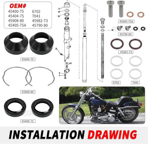 35mm Front Fork Leg Seals & Boots Rebuild Kit for Harley Sportster 1000 XLH Roadster XLS 1200 Super Glide Fat Bob 1975-1983 in Kuwait