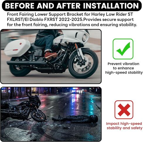 دعامة إشارة الانعطاف ذات الدعم السفلي باللون الأسود لدراجة Harley Softail Low Rider ST FXLRST/El Diablo FXRST 2022 2023 2024 2025 in Kuwait