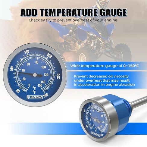 مقياس درجة حرارة الزيت من NICECNC لـ ATV متوافق مع Yamaha Raptor 660R 2001-2005، Raptor 700 2006-2026، Raptor 700R 2006-2026، Raptor 700R SE 2010-2026، YFZ450 2004-2013، أزرق in Kuwait