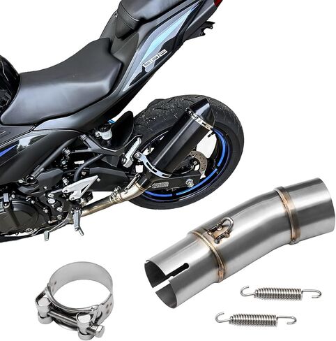 أنبوب منتصف عادم الدراجة النارية، أنبوب توصيل محول كاتم صوت العادم، متوافق مع Kawasaki Ninja 250 300 400 500 650 Z250 Z300 Z400 Z500 Z650 2018-2024 in Kuwait