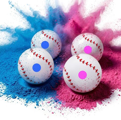 ARELUX Gender Reveal Baseball 2 Set (2 Pink 2 Blue) Color Powder Exploding Ball Kit Great Idea for Baby Boy Girl Gender Reveal Party Best Decoration for Baseball Theme in Saudi Arabia