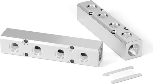 TAILONZ PNEUMATIC 1/2"NPT مدخل و1/4" NPT مخرج 10 طرق تحويل كتلة الألومنيوم كتلة توزيع الهواء الهوائية لمصدر الهواء المضغوط والعادم 2 قطعة in Kuwait