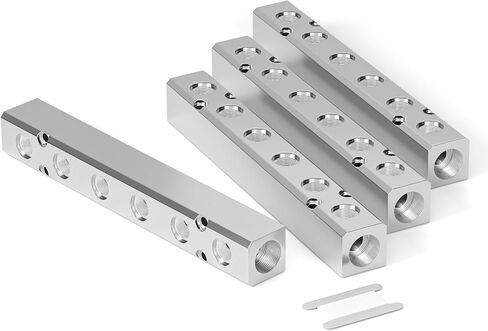 TAILONZ PNEUMATIC 1/2"NPT مدخل و1/4" NPT مخرج 10 طرق تحويل كتلة الألومنيوم كتلة توزيع الهواء الهوائية لمصدر الهواء المضغوط والعادم 2 قطعة in Kuwait