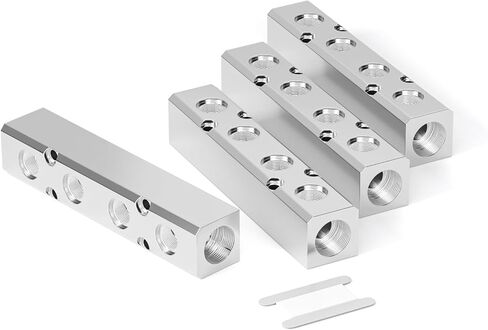 TAILONZ PNEUMATIC 1/2"NPT مدخل و1/4" NPT مخرج 10 طرق تحويل كتلة الألومنيوم كتلة توزيع الهواء الهوائية لمصدر الهواء المضغوط والعادم 2 قطعة in Kuwait